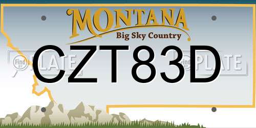 CZT83D Montana License Plate