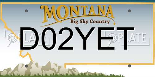D02YET Montana License Plate