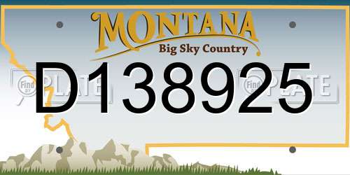 D138925 Montana License Plate