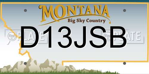 D13JSB Montana License Plate