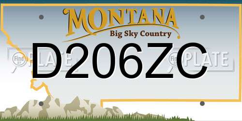 D206ZC Montana License Plate