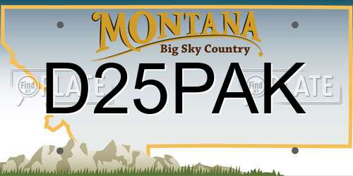 D25PAK Montana License Plate