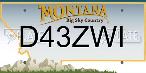 D43ZWI Montana License Plate