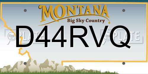 D44RVQ Montana License Plate