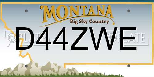 D44ZWE Montana License Plate