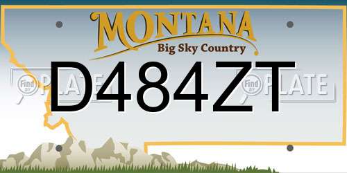 D484ZT Montana License Plate
