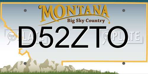 D52ZTO Montana License Plate