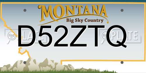 D52ZTQ Montana License Plate