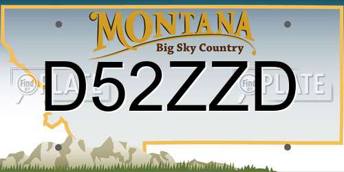 D52ZZD Montana License Plate