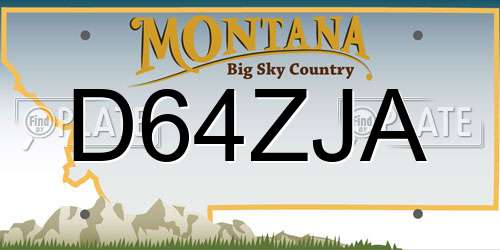 D64ZJA Montana License Plate