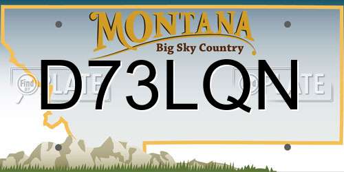 D73LQN Montana License Plate