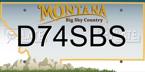 D74SBS Montana License Plate