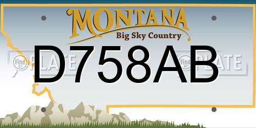 D758AB Montana License Plate