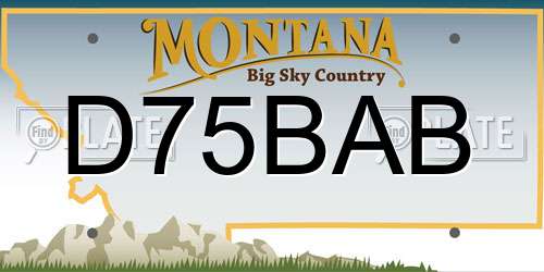 D75BAB Montana License Plate