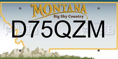 D75QZM Montana License Plate