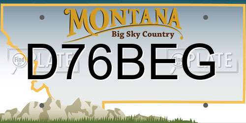 D76BEG Montana License Plate