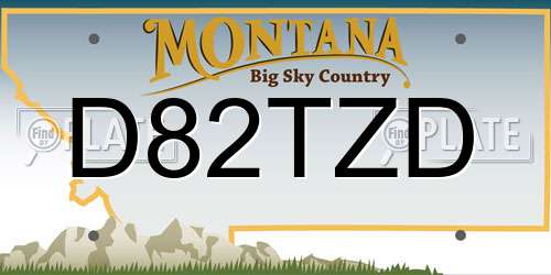 D82TZD Montana License Plate
