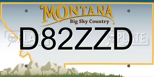 D82ZZD Montana License Plate