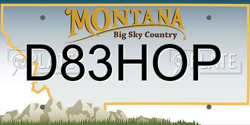 D83HOP Montana License Plate