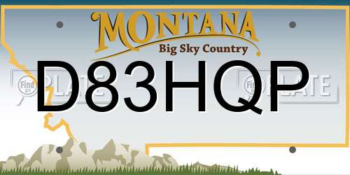 D83HQP Montana License Plate