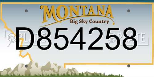 D854258 Montana License Plate