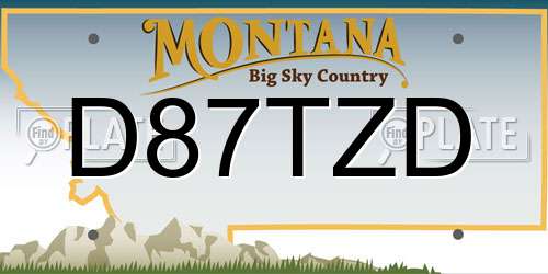 D87TZD Montana License Plate