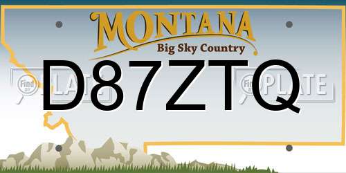 D87ZTQ Montana License Plate