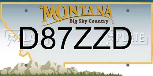 D87ZZD Montana License Plate