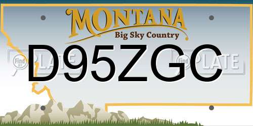 D95ZGC Montana License Plate