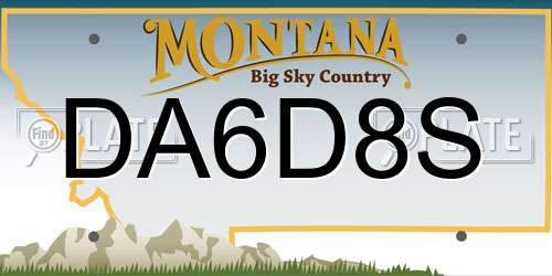 DA6D8S Montana License Plate