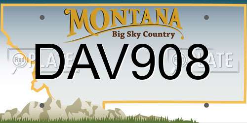DAV908 Montana License Plate