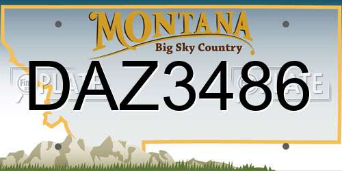 DAZ3486 Montana License Plate