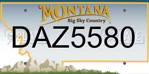 DAZ5580 Montana License Plate