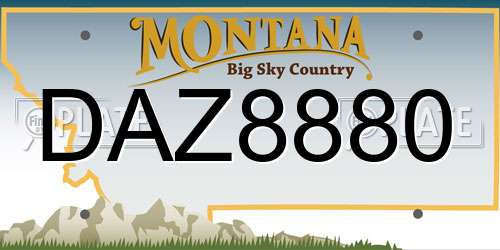 DAZ8880 Montana License Plate