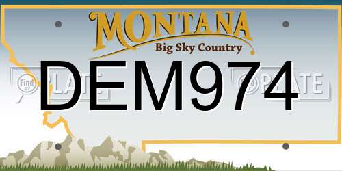DEM974 Montana License Plate