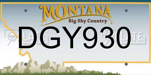 DGY930 Montana License Plate