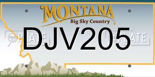 DJV205 Montana License Plate