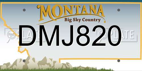 DMJ820 Montana License Plate