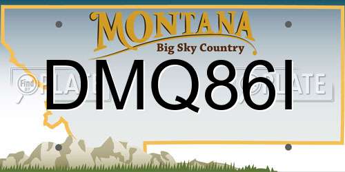 DMQ86I Montana License Plate
