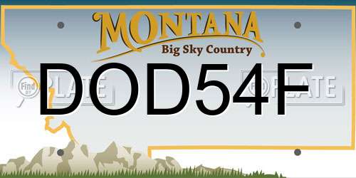DOD54F Montana License Plate