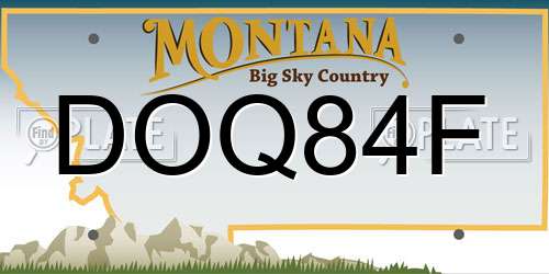 DOQ84F Montana License Plate