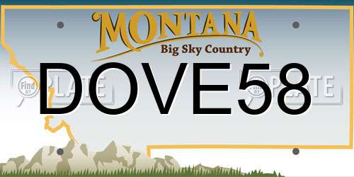 DOVE58 Montana License Plate
