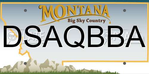 DSAQBBA Montana License Plate