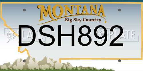 DSH892 Montana License Plate