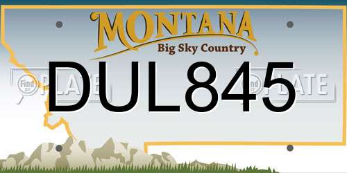 DUL845 Montana License Plate