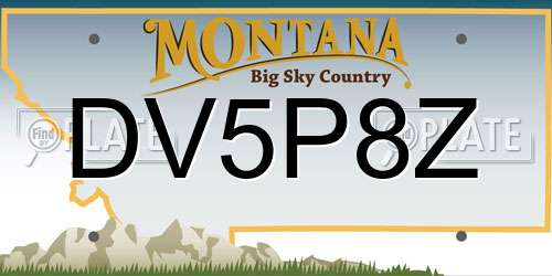 DV5P8Z Montana License Plate
