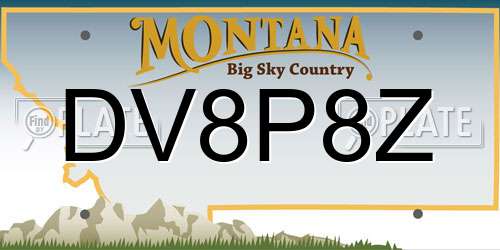 DV8P8Z Montana License Plate