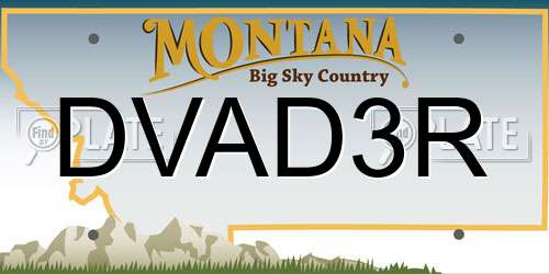 DVAD3R Montana License Plate