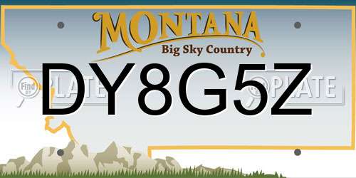DY8G5Z Montana License Plate