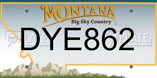 DYE862 Montana License Plate